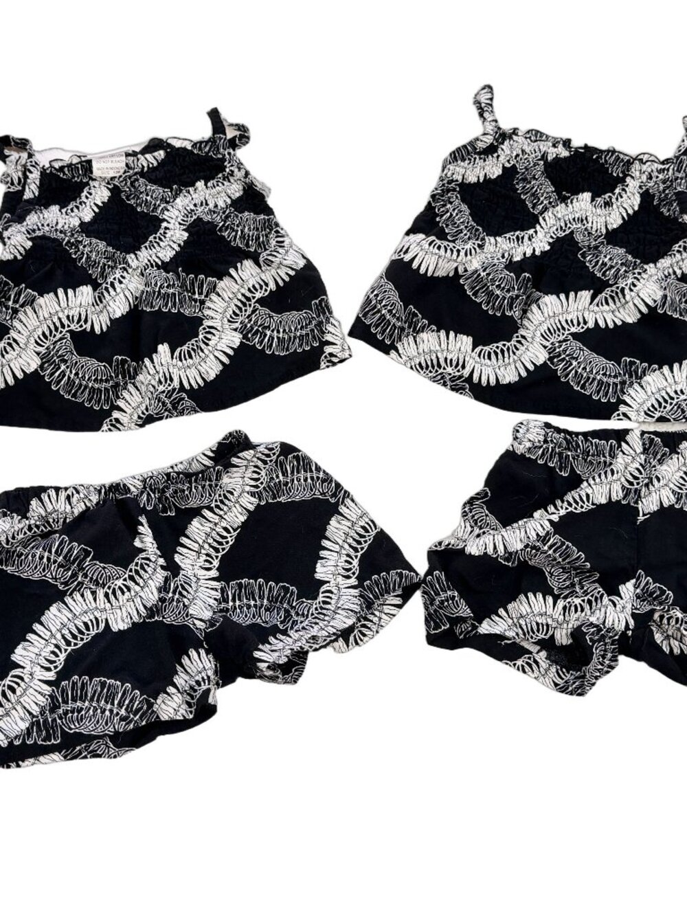 Hula Bay 12M Black White Smocked Tank + Shorts Set